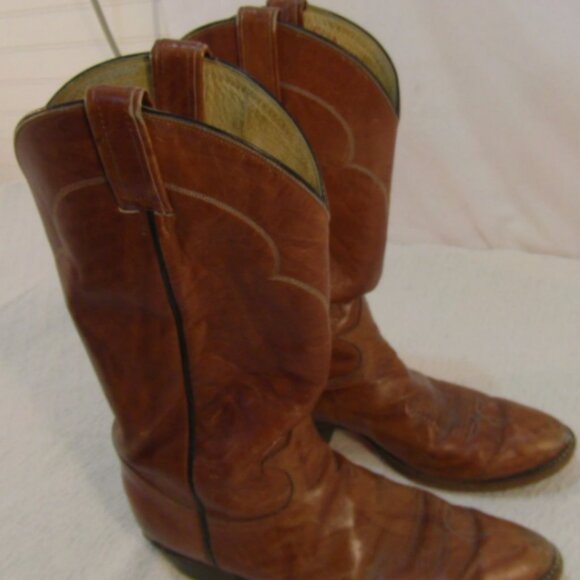 MENS TONY LAMA EL PASO AUTHENTIC LIGHT BROWN LEATHER sz10D COWBOY BOOTS NM 33024 - Picture 8 of 12